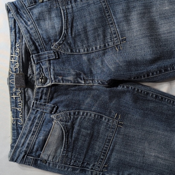 Industrial Cotton Jeans Size 7 Flare Embroidered Pocket - Picture 5 of 12